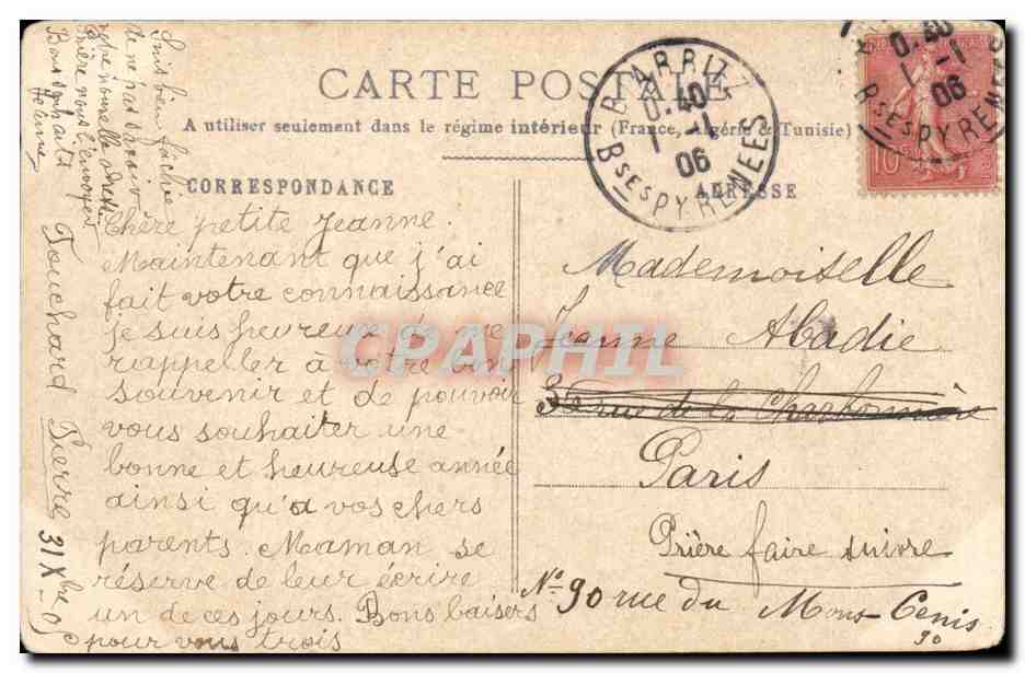 CPA Fantaisie Fleurs Bonne annee Narcissses et myosotis — Verso