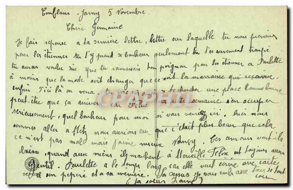 CPA Fantaisie Le langage des timbres Semeuses  — Rückseite