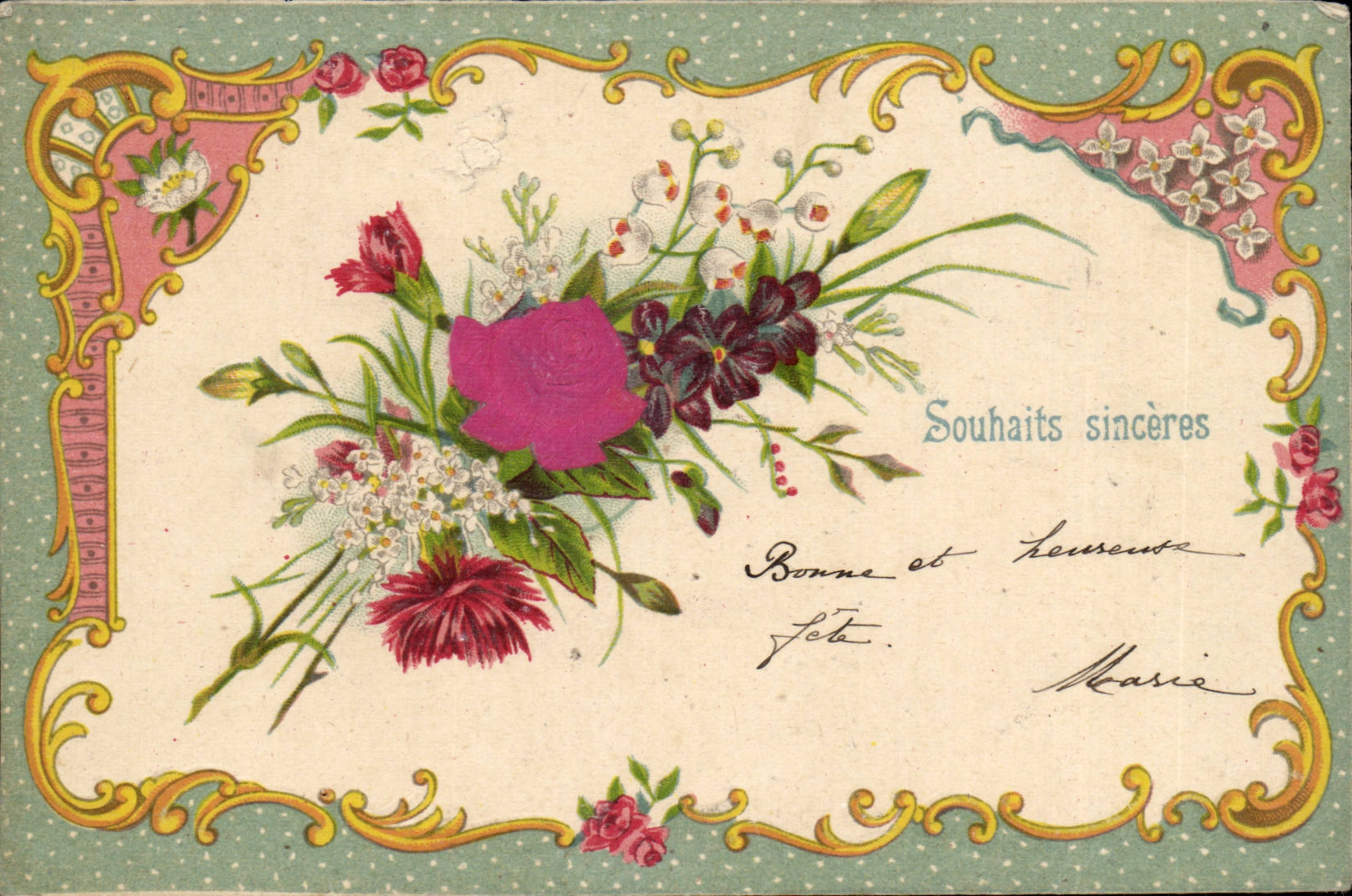Bouquet de fleurs — Souhaits sincères — éditeur non visible