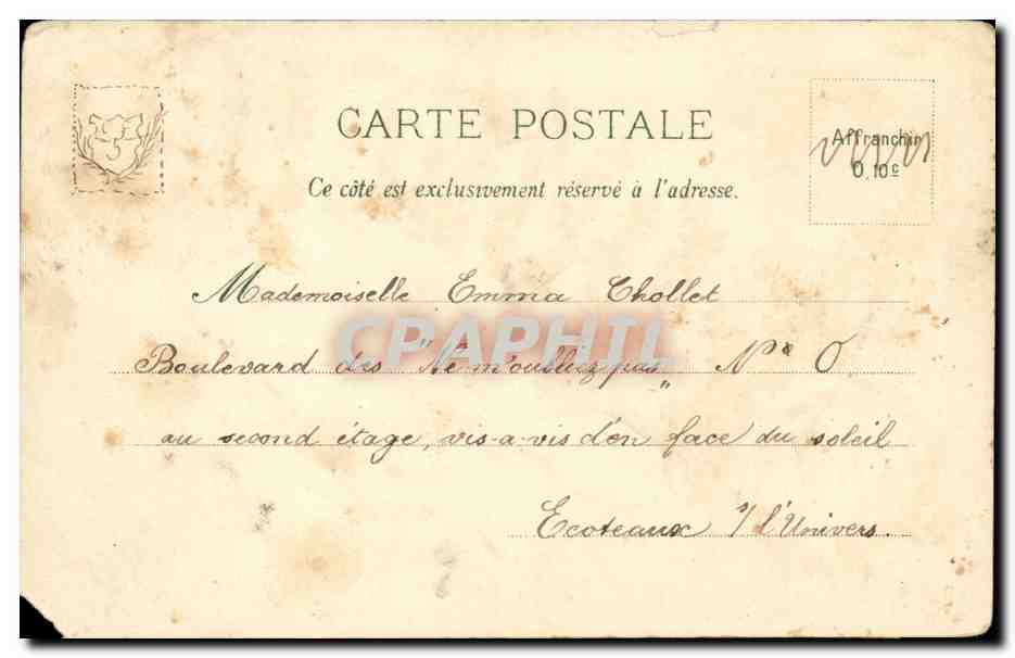 CPA Fantaisie Souvenir Je vous aime — Back
