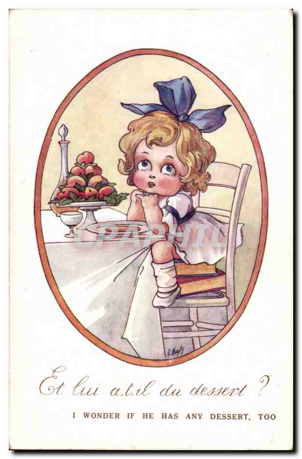 CPA Fantaisie Enfant I wonder if he has any dessert too