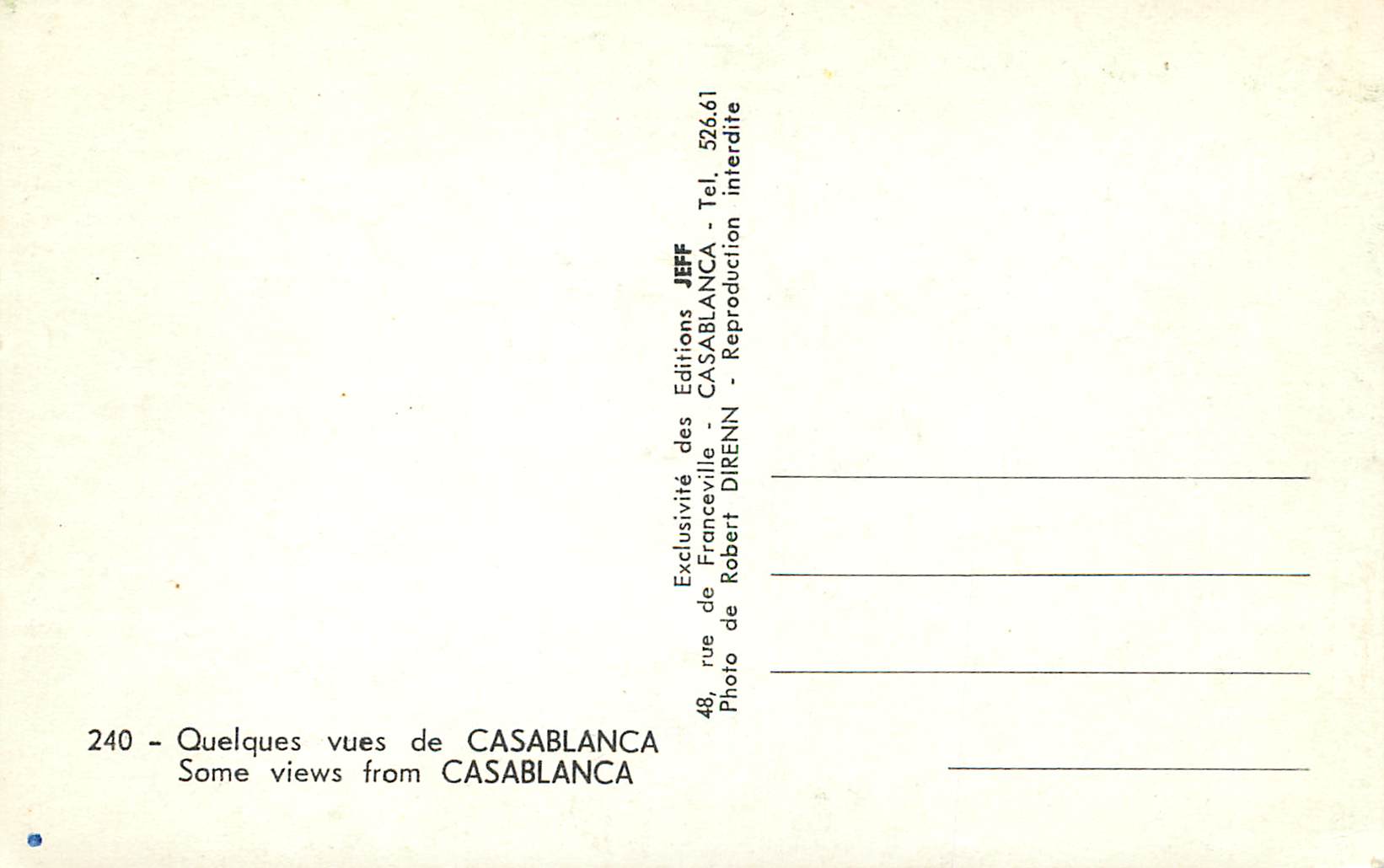 CPM Casablanca quelques vues — Verso