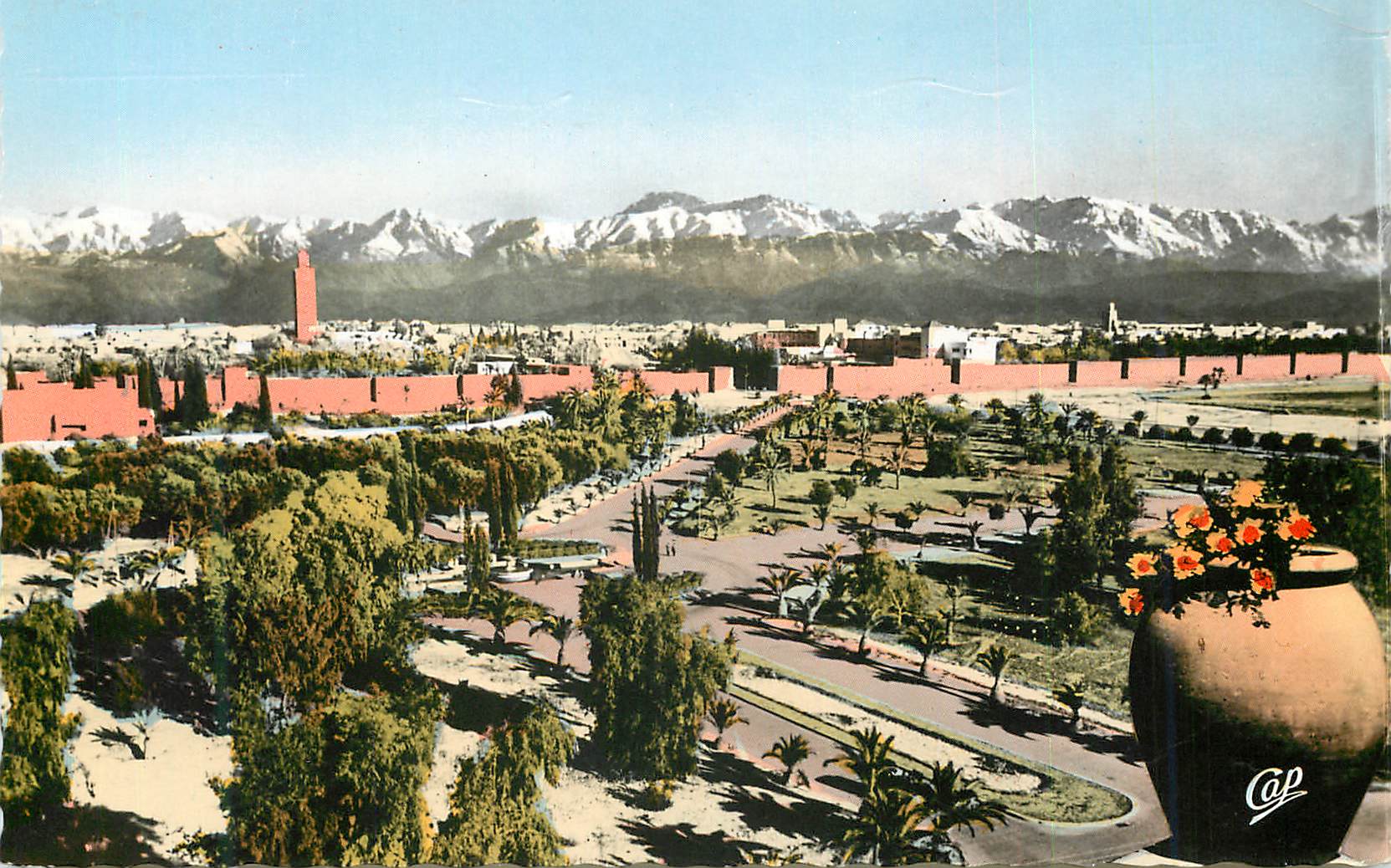 CPM Marrakech les jardins du casino vers l'hotel mamounia et la chaine de l'atlas