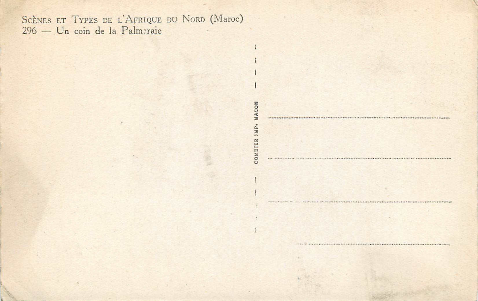 CPM Scenes et types de l'afrique du nord (maroc) un coin de la palmeraie — Rückseite
