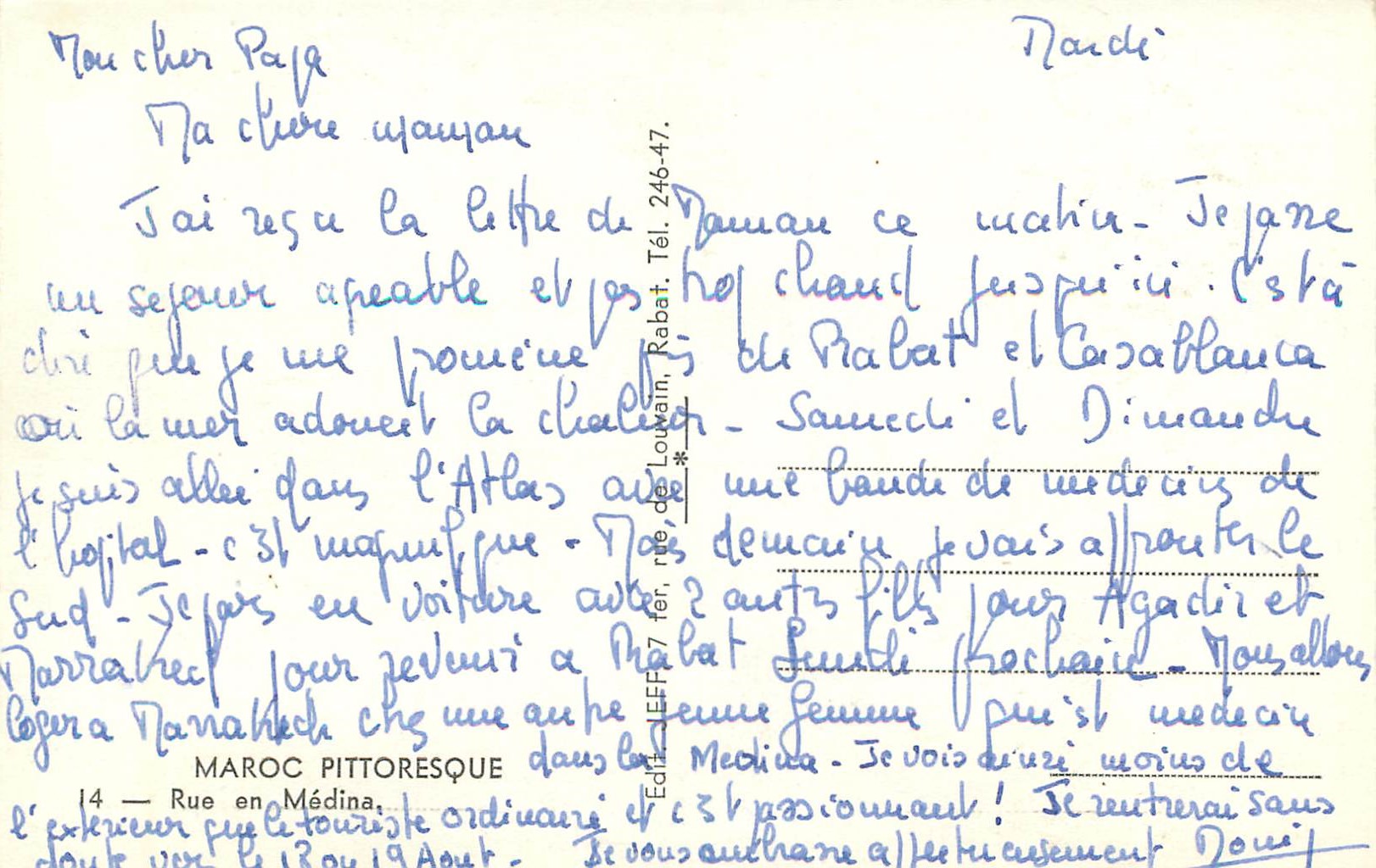 Rue en Médina — Maroc pittoresque — Edit. Lefebvre, n° 246-47 — Rückseite