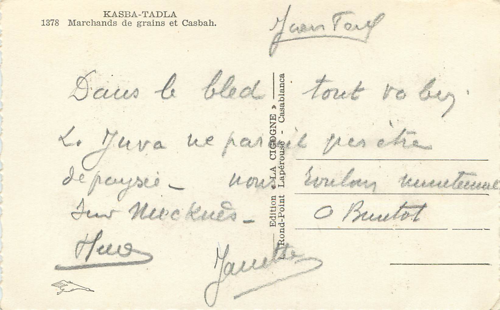 CPM Kasba tadla marchands de grains casbah — Rückseite
