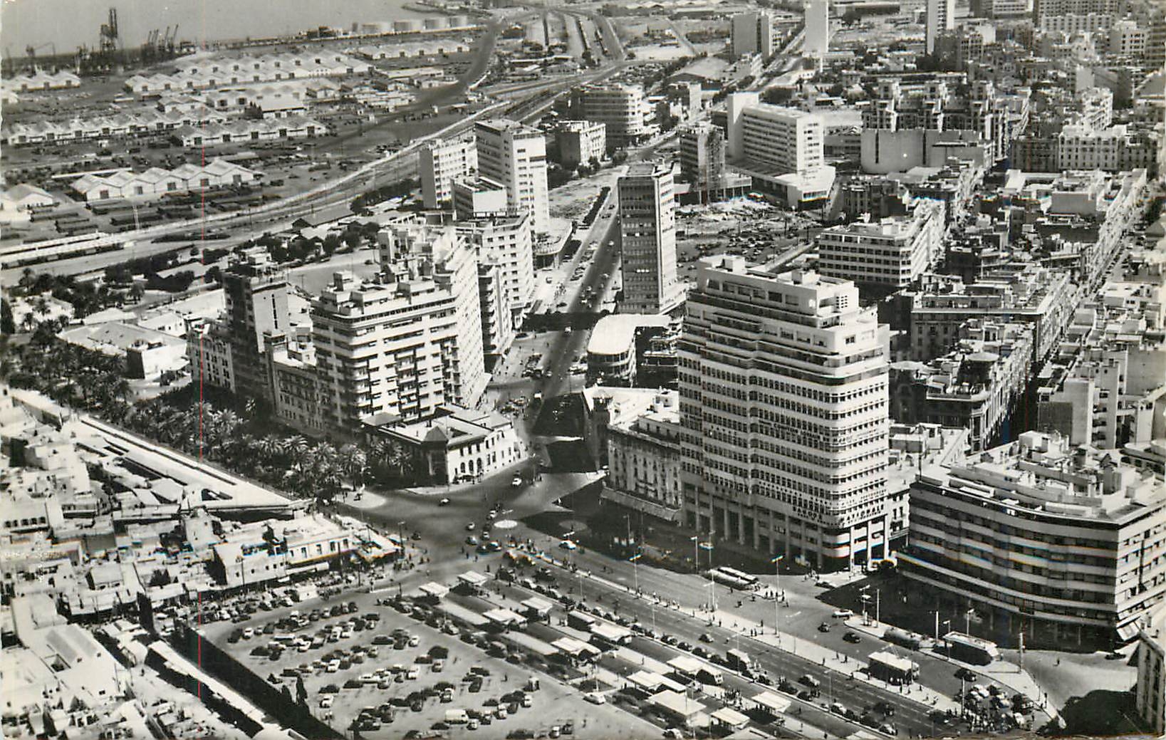 CPM Casablanca vue aerienne de la place de france avenue des forces armees royales