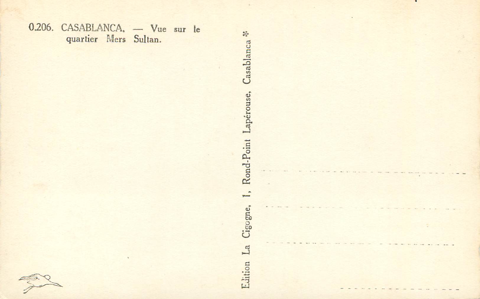 CPM Casablanca vue sur le quartier mers sultan — Verso