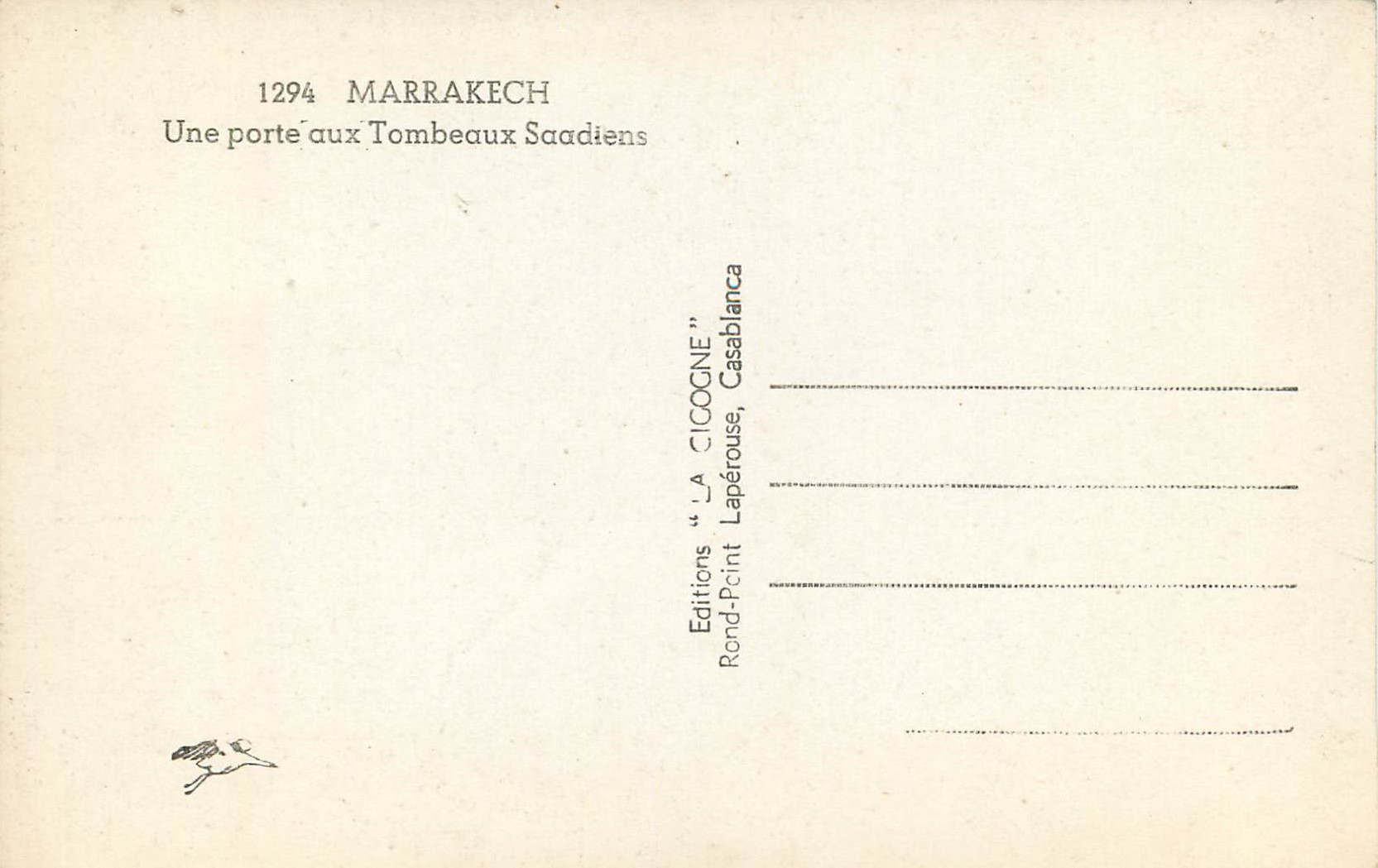 CPM Marrakech un porte aux tombeaux saadiens — Rückseite