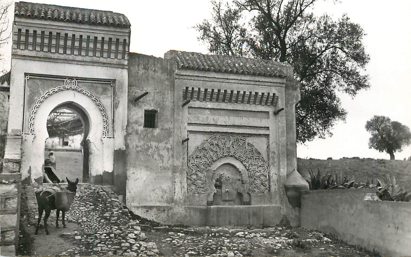 CPM Meknes fontaine et porte sur les remparts
