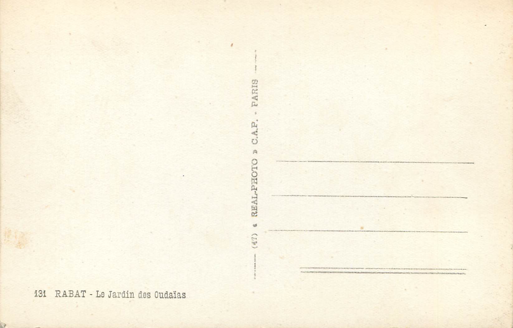 CPM Rabat le jardins des oudaias — Rückseite