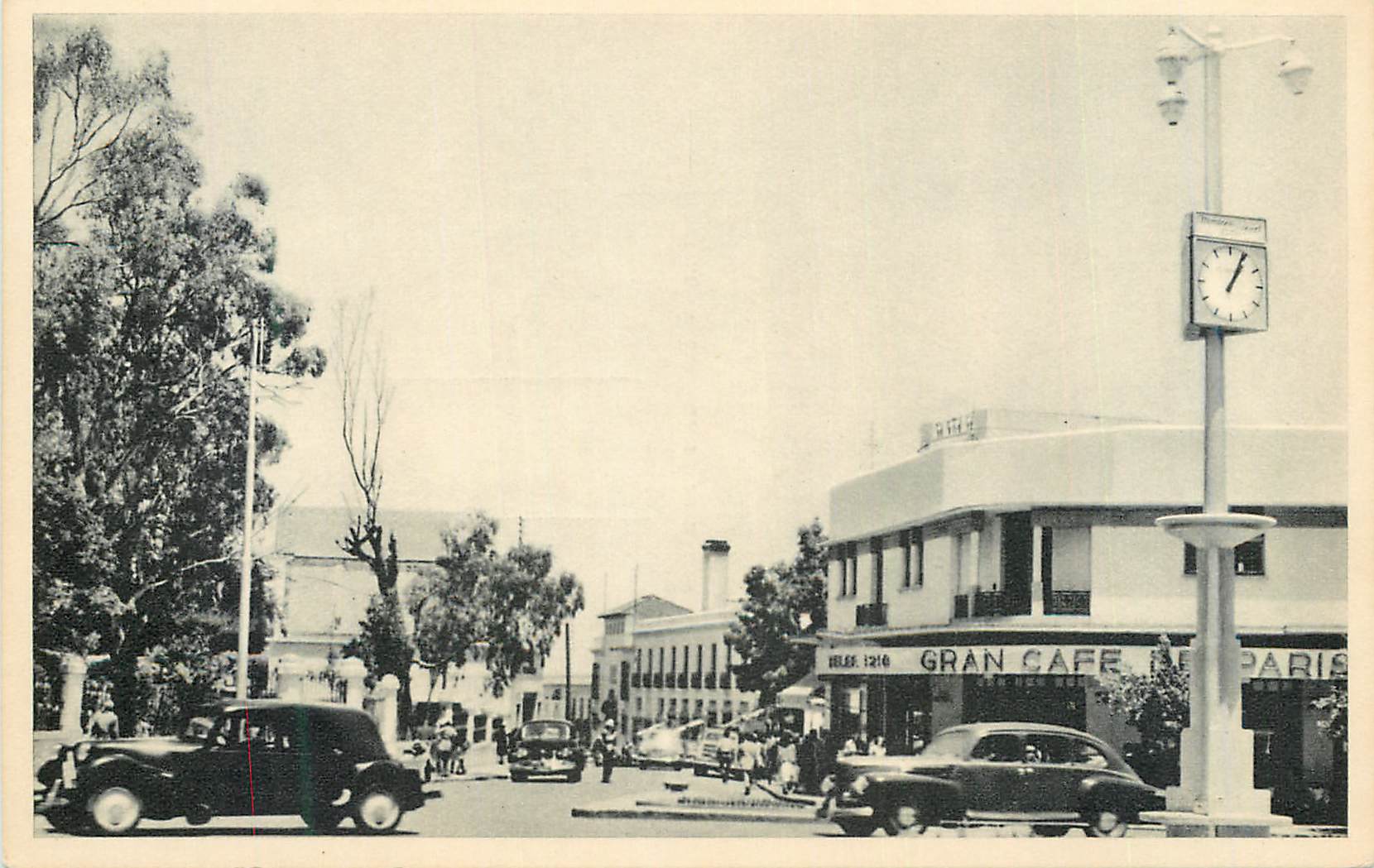 CPM Tanger place de France Grand Cafe de Paris Automobile