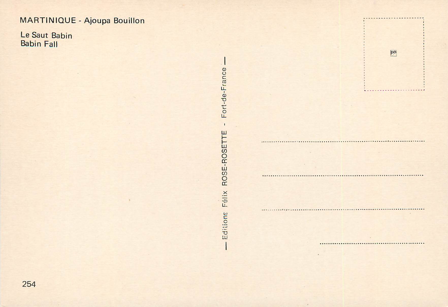 CPM Martinique Ajoupa Bouillon Le Saut Babin — Rückseite