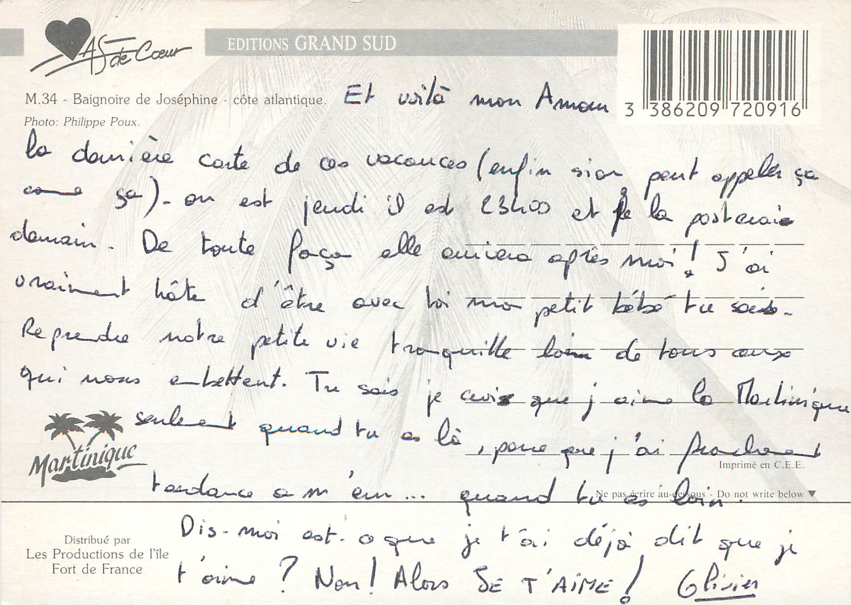 CPM Martinique Baignoire de Josephine cote altantique — Rückseite