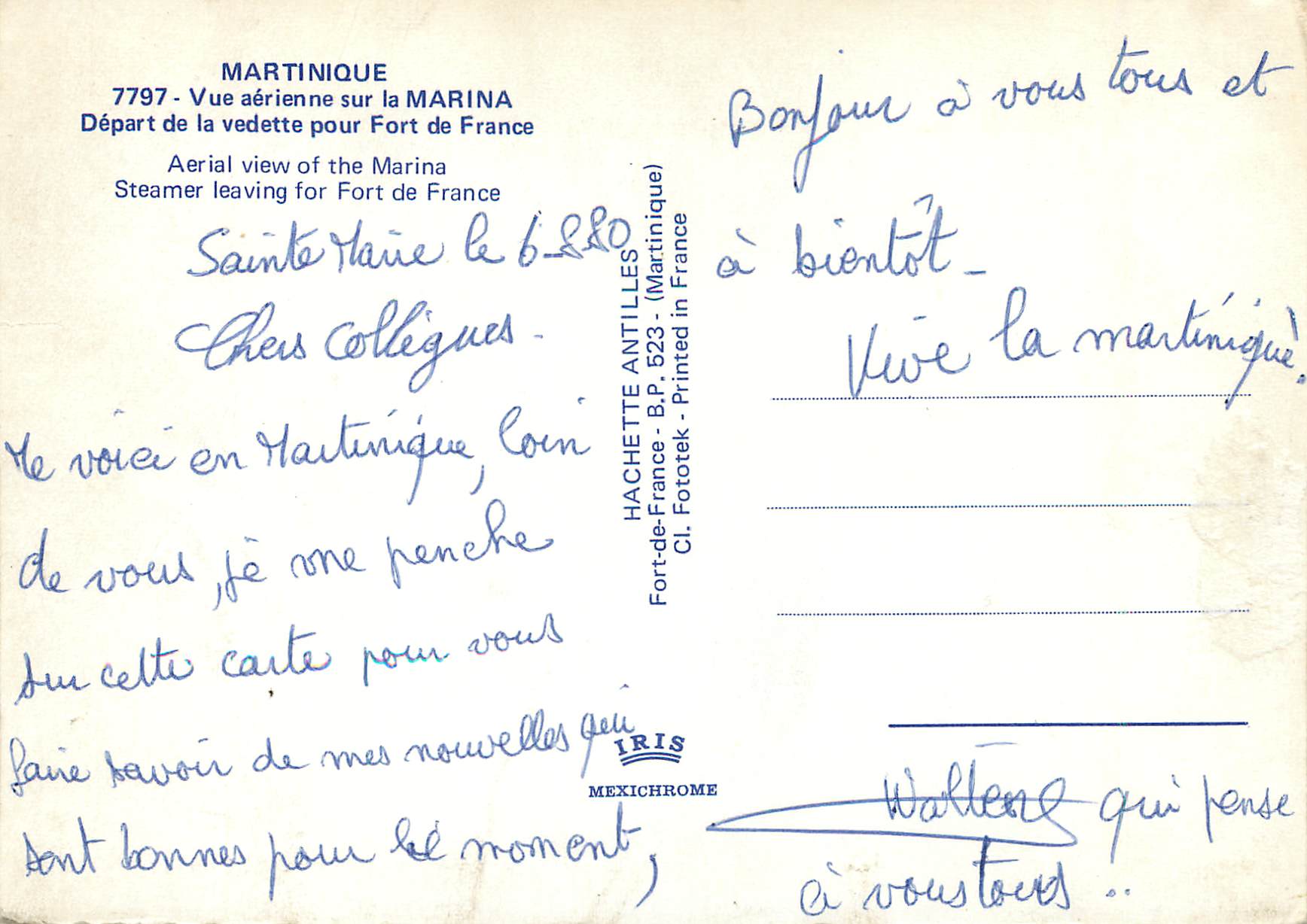 Martinique - Vista aerea sulla Marina - Partenza della vedetta per Fort de France - Editore IRIS — Verso