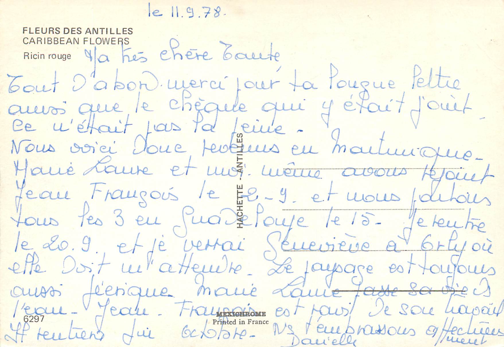 CPM Martinique Fleurs des Antilles Ricin rouge — Rückseite