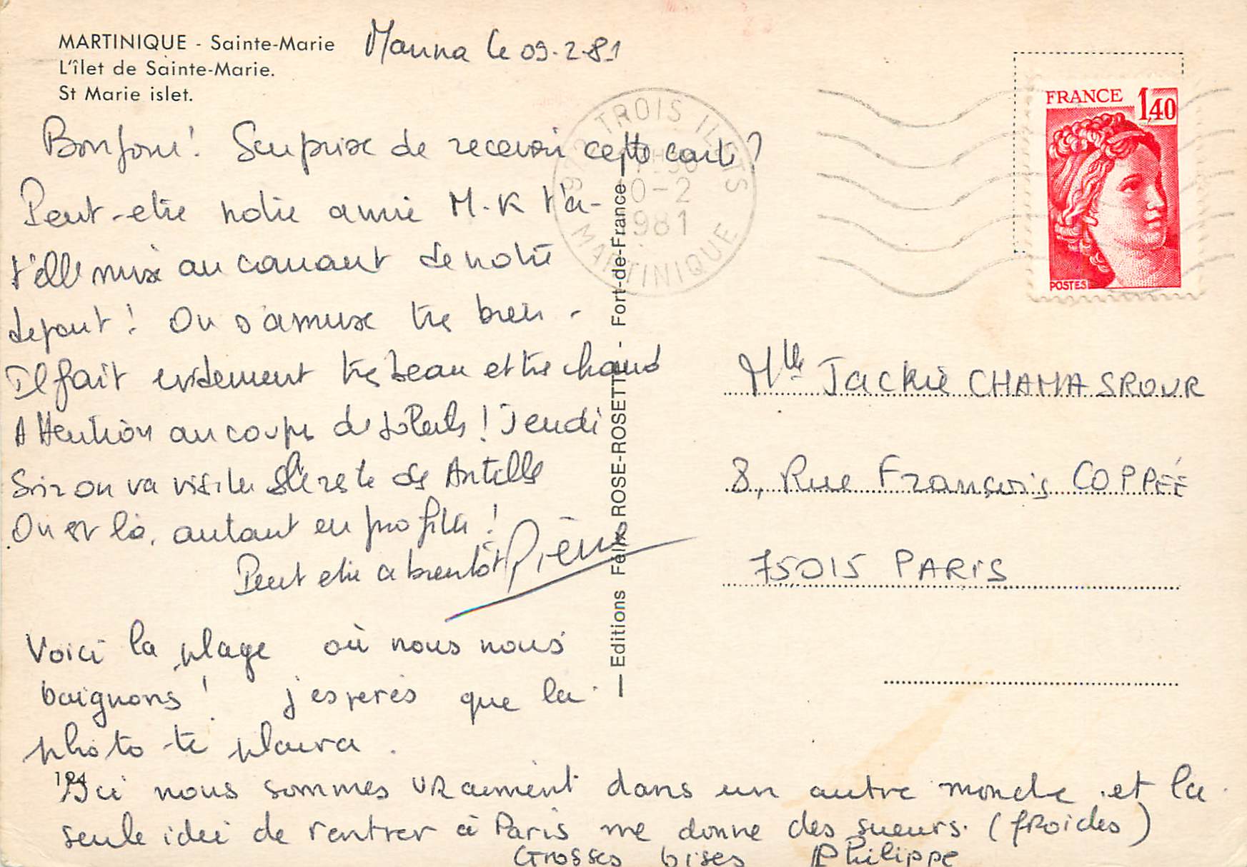 CPM Martinique Sainte-Marie L'ilet de Sainte-Marie — Back