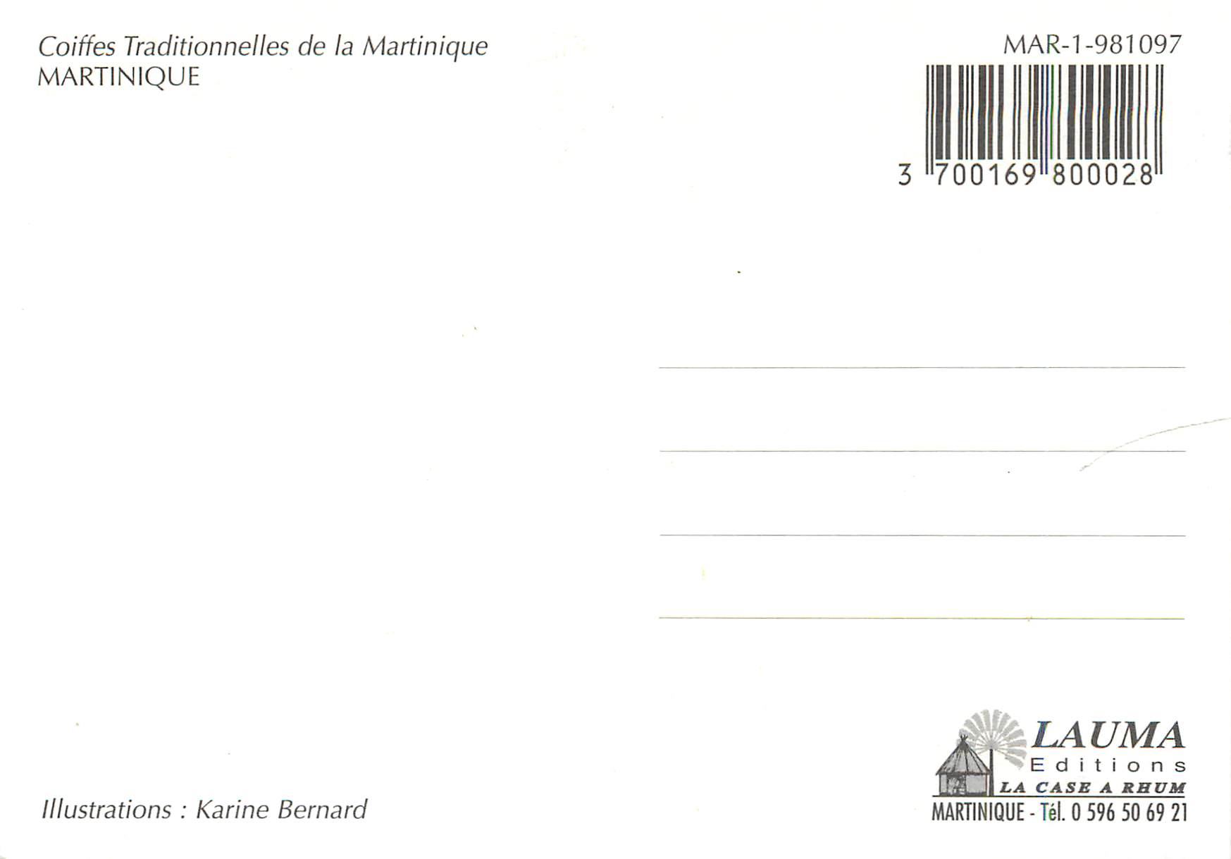 CPM Martinique Coiffes Traditionnelles de la Martinique — Back