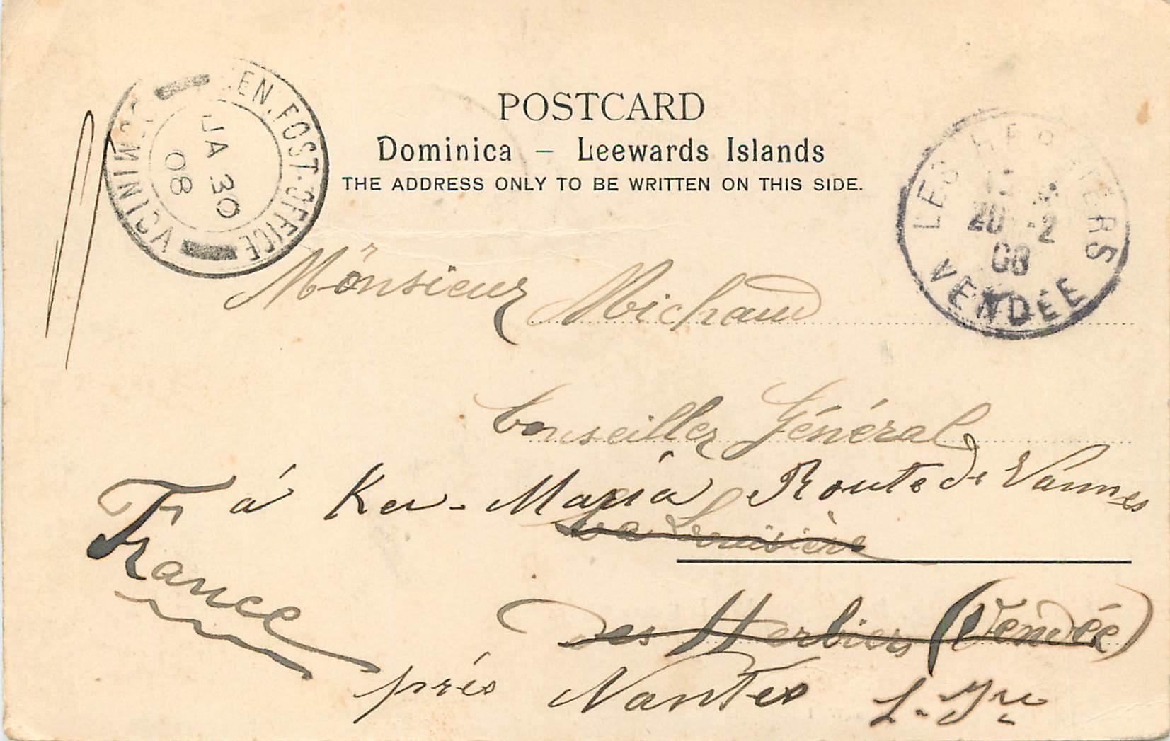 CPA Portsmouth Dominica W I Indian River — Verso