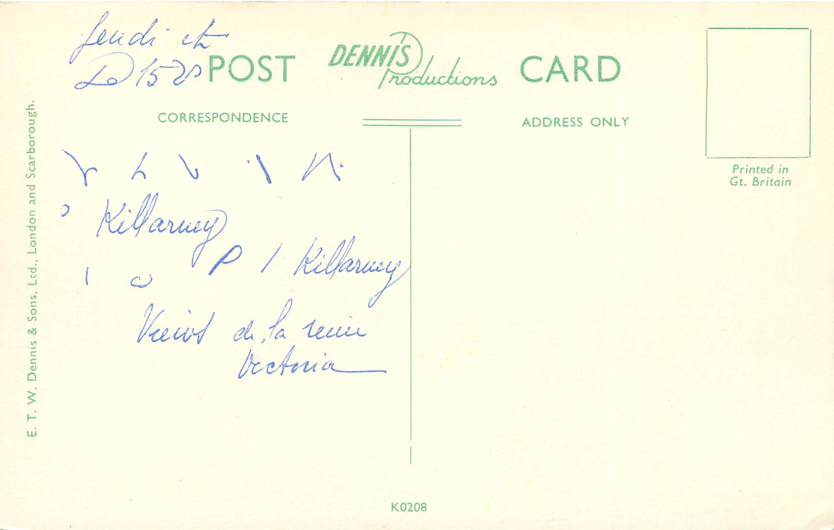 CPA Ladies View Killarney — Rückseite