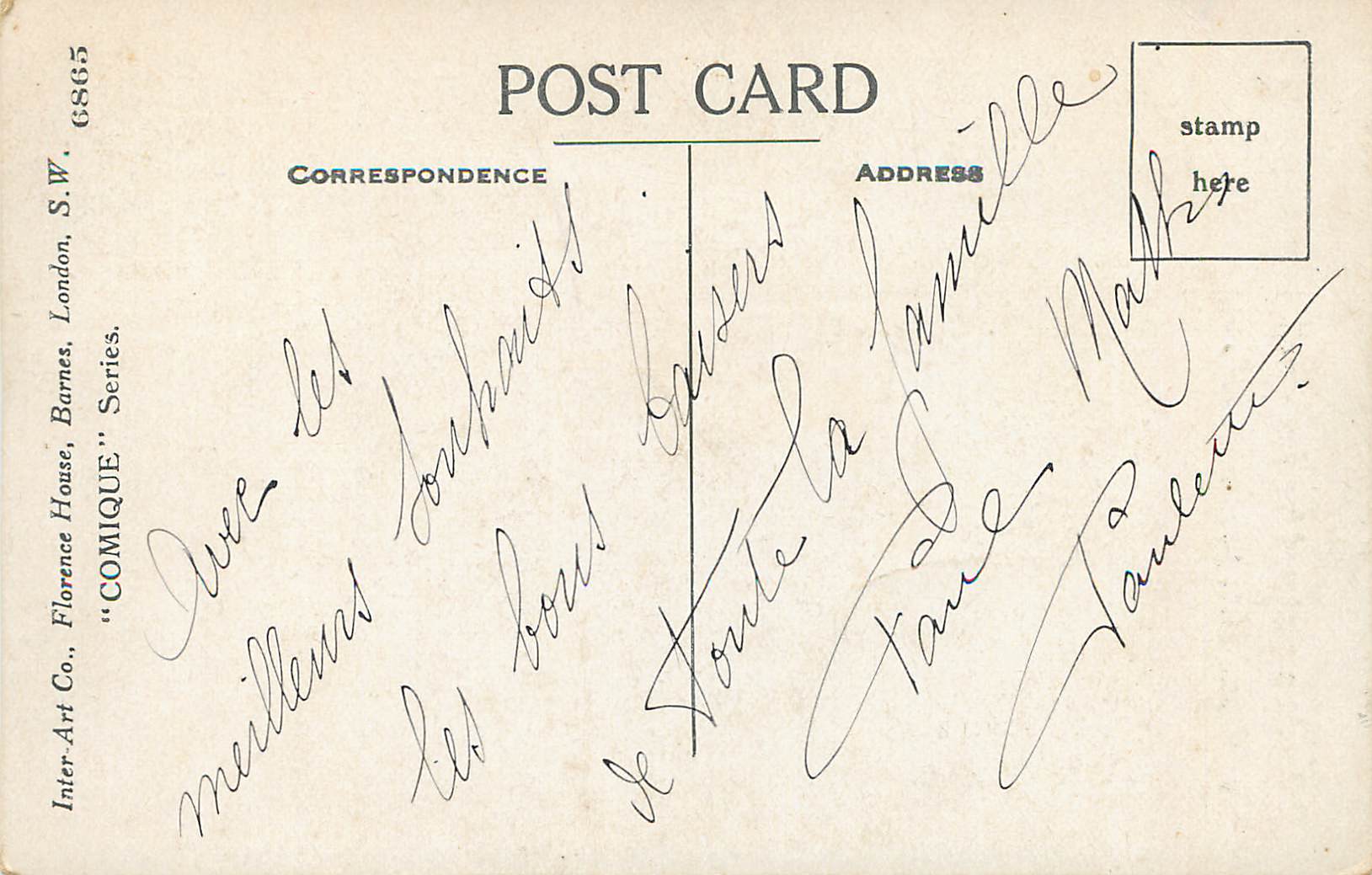 CPA Here's postcard for you well how do you do — Rückseite