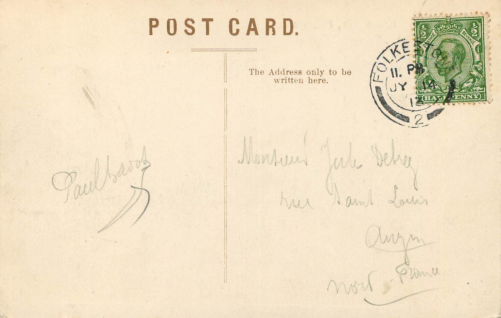 CPA folkeston rough sea — Back