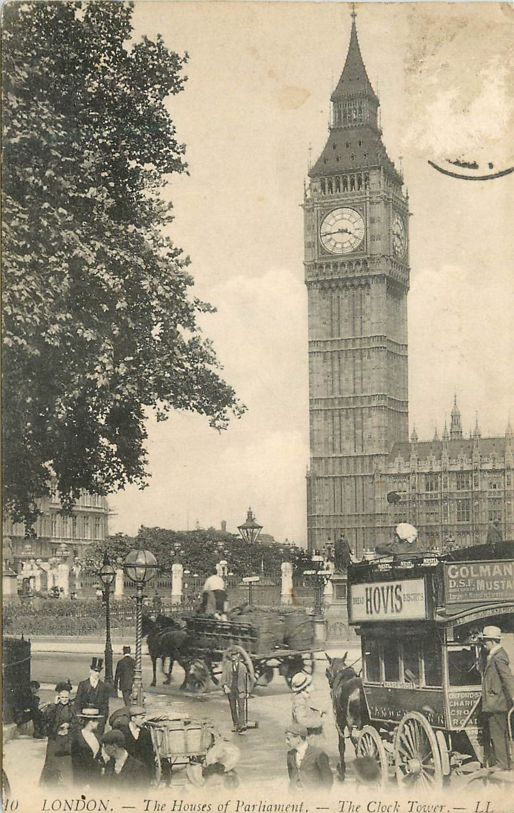 CPA London the houses of parliament the clock tower Autobus