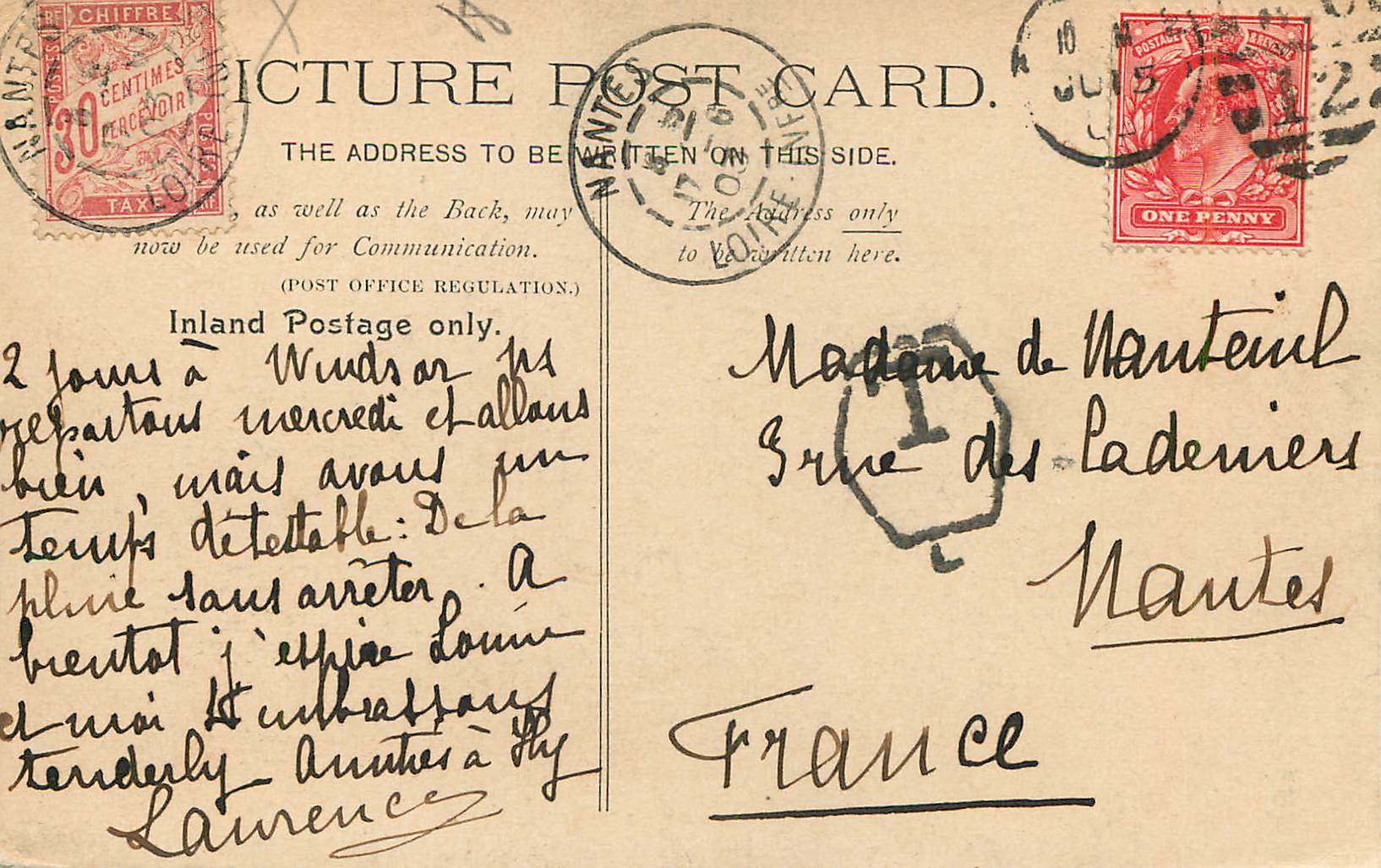 London, Houses of Parliament — vue du fleuve avec bateaux — éditeur Machère, n° 213 — Back