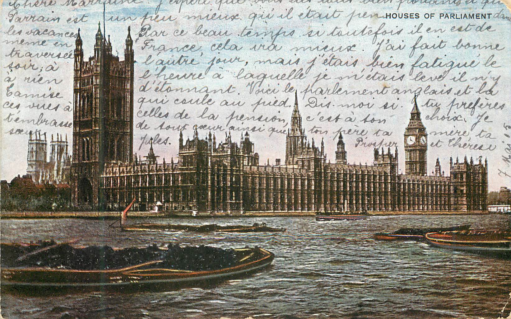 Houses of Parliament — vue de Londres — éditeur Hildesheim & Co. Ltd. Londres, n° 82