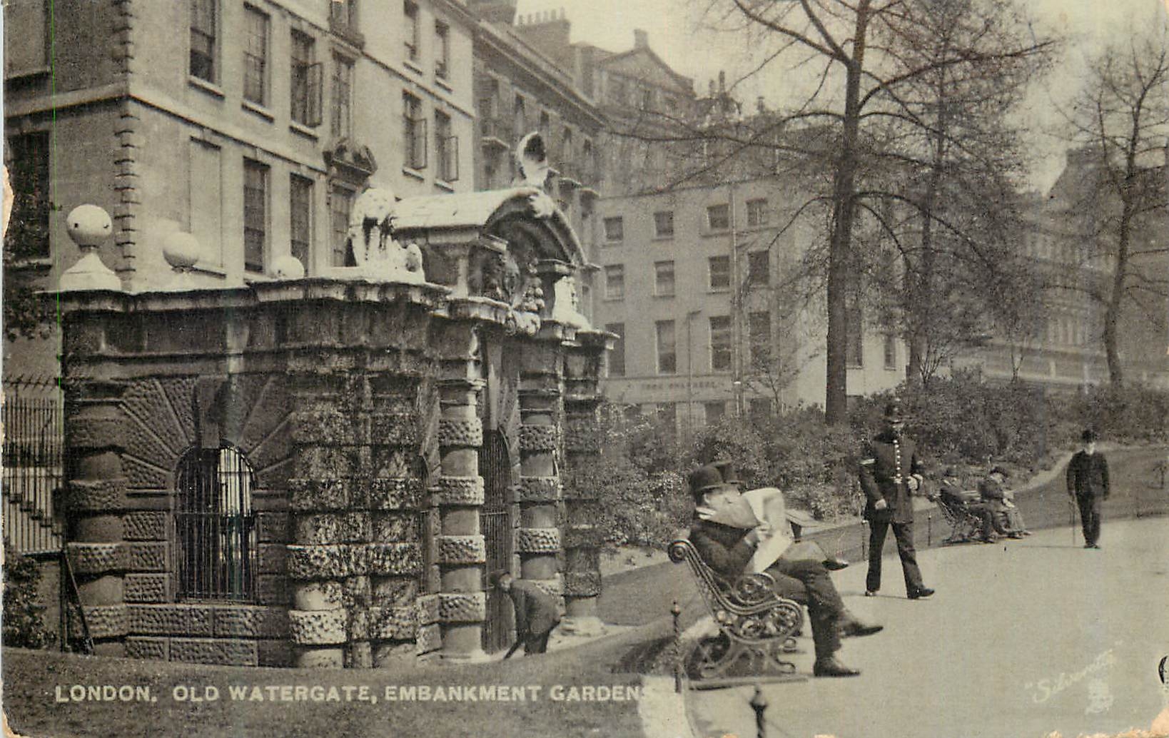 CPA London old watergate embankment garden Police