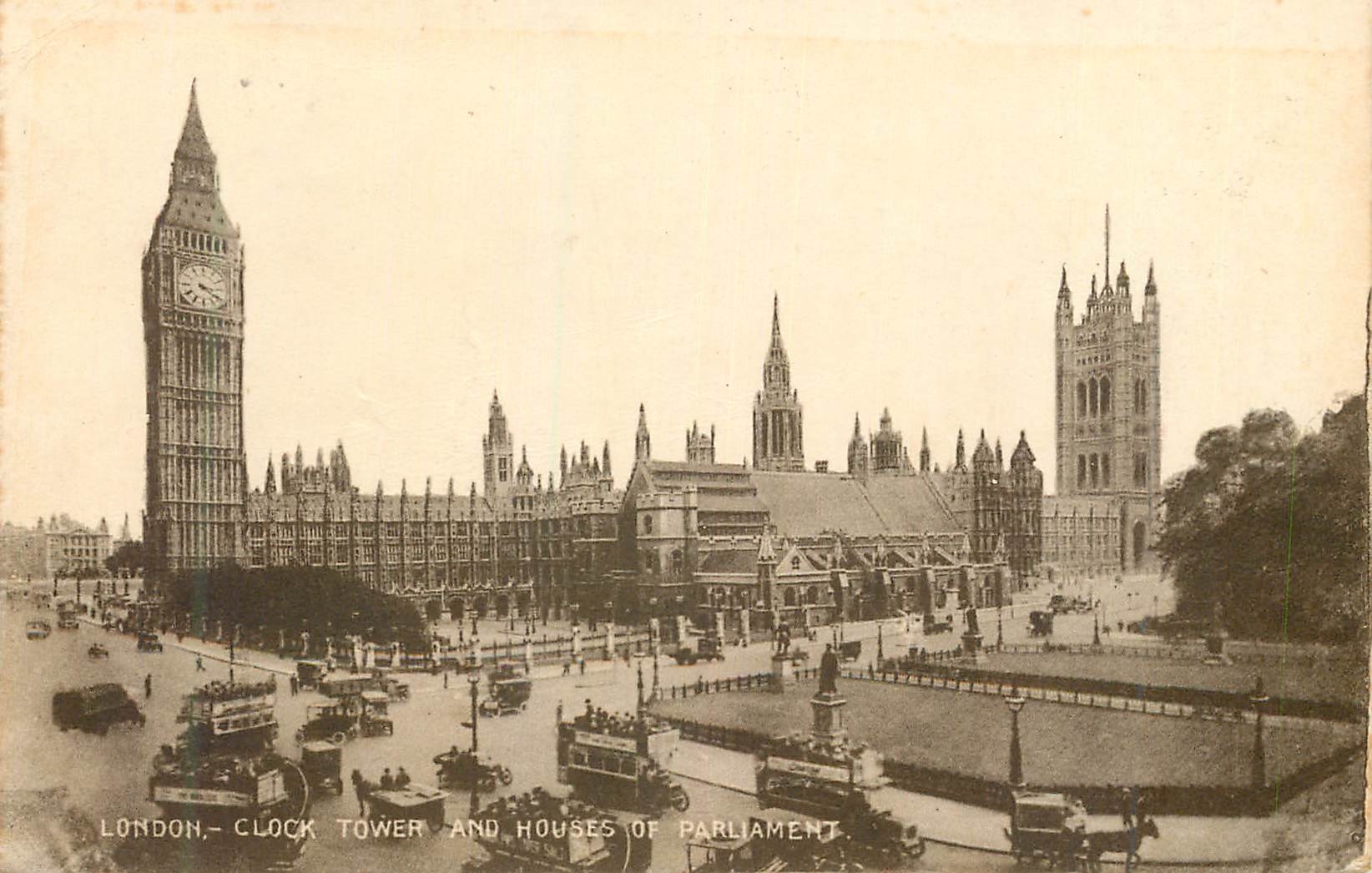 CPA London clock tower and houses of parliament