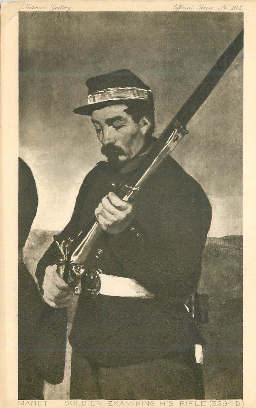 CPA Manet Soldier examining his rifle