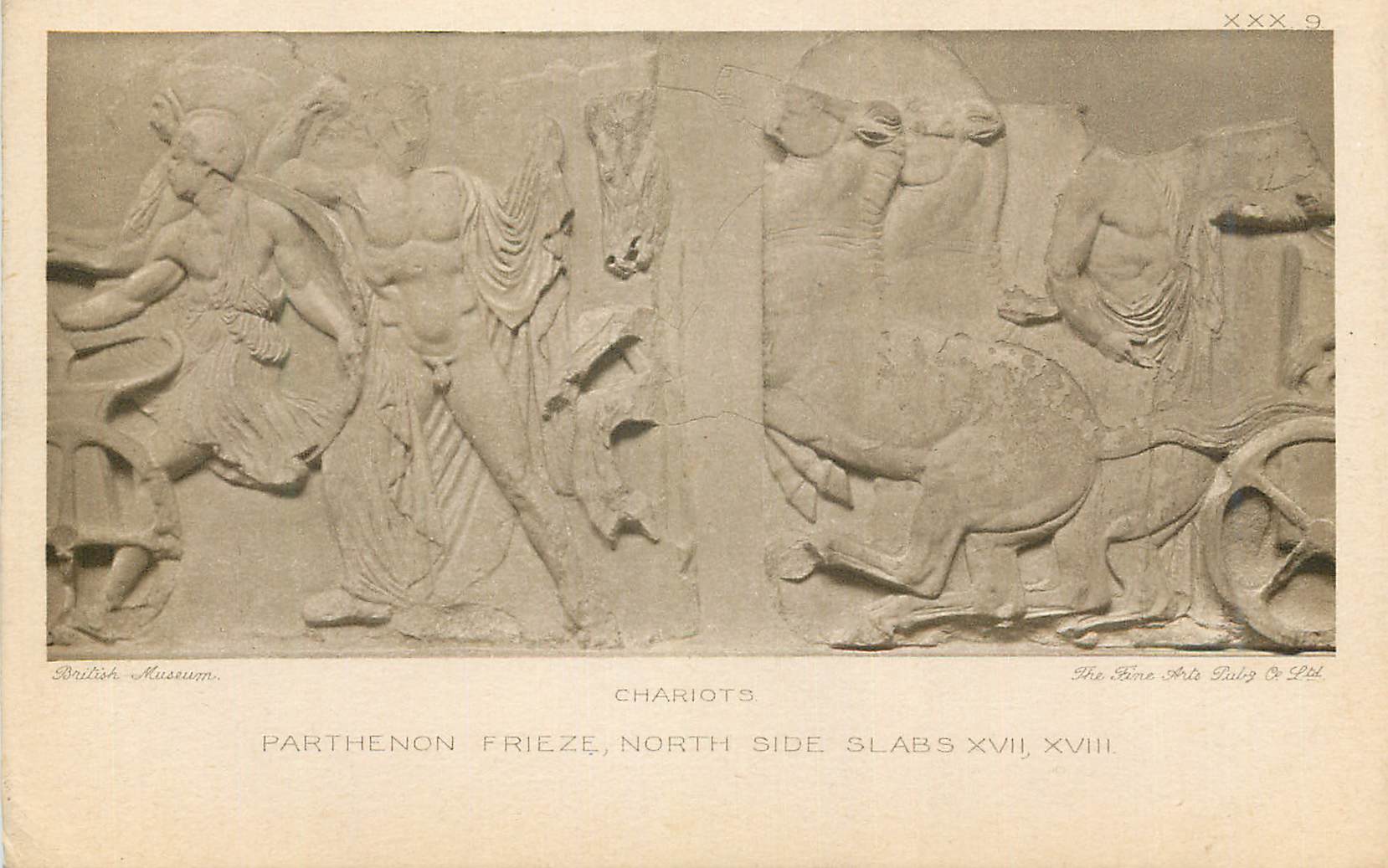 Parthénon - Frise, Chariots - Slabs XVII, XVIII - British Museum - The Fine Arts Publishing Co. Ltd.
