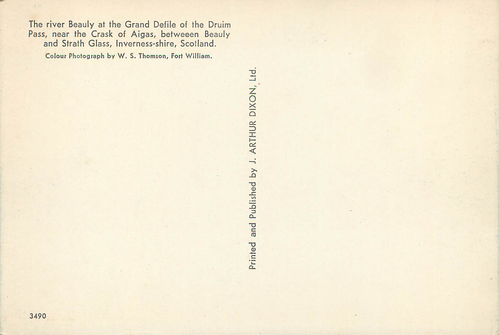 CPM The river beauly at the grand defile of the druim pass — Rückseite