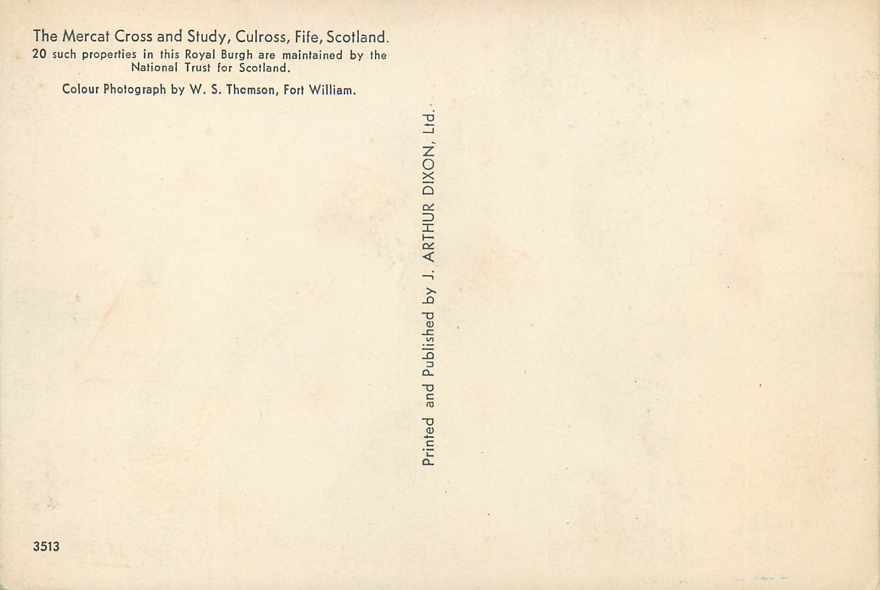 CPM The mercal cross and sudy culross fife scotland — Rückseite
