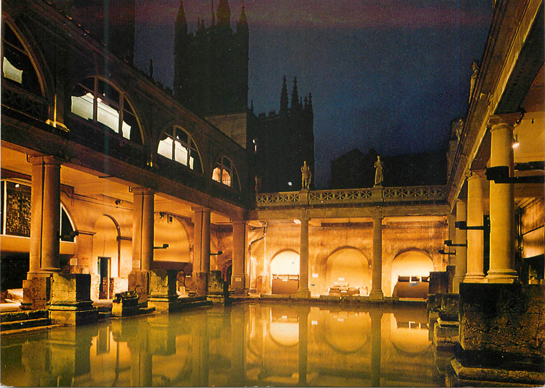 CPM The Great Roman Bath and Bath Abbey England