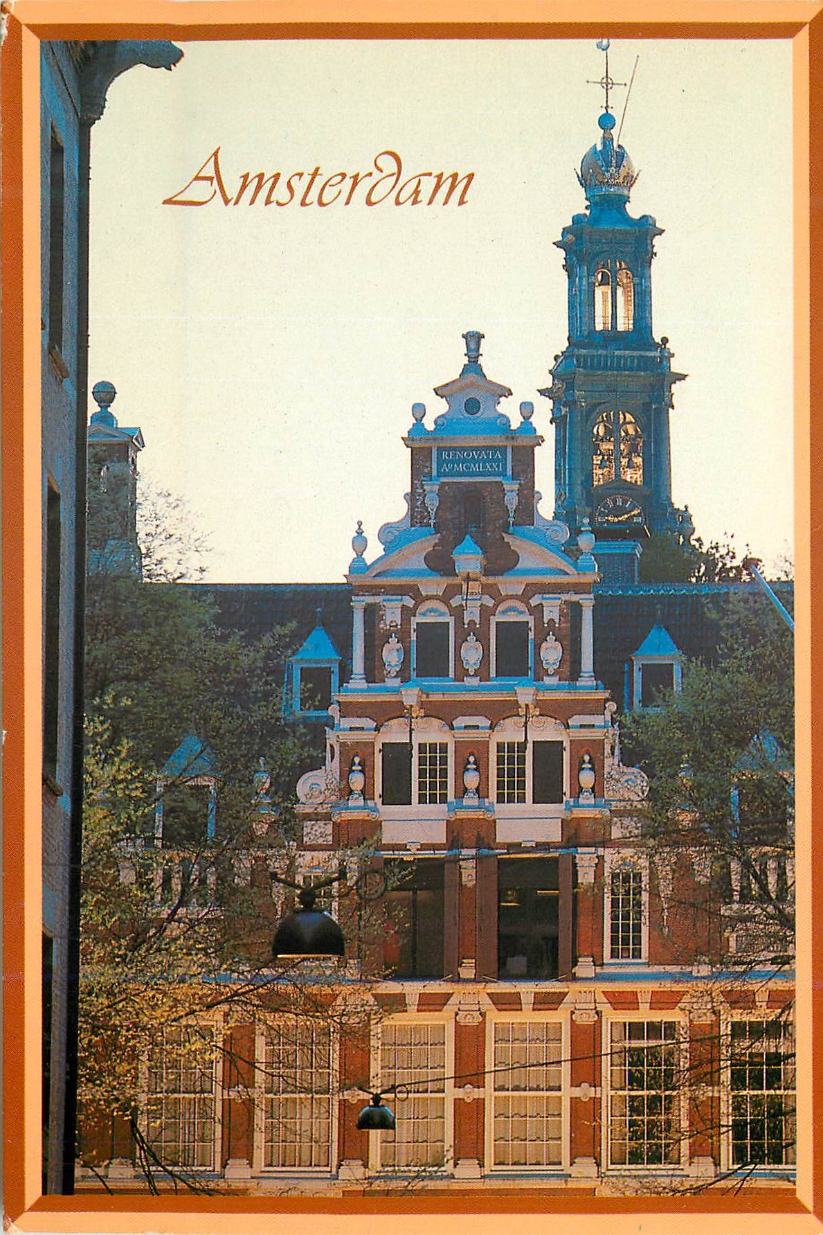 CPA Amsterdam Un des plus beaux frontons sur le Herengracht avec l'Eglise de l'Ouest a l'arriere-plan