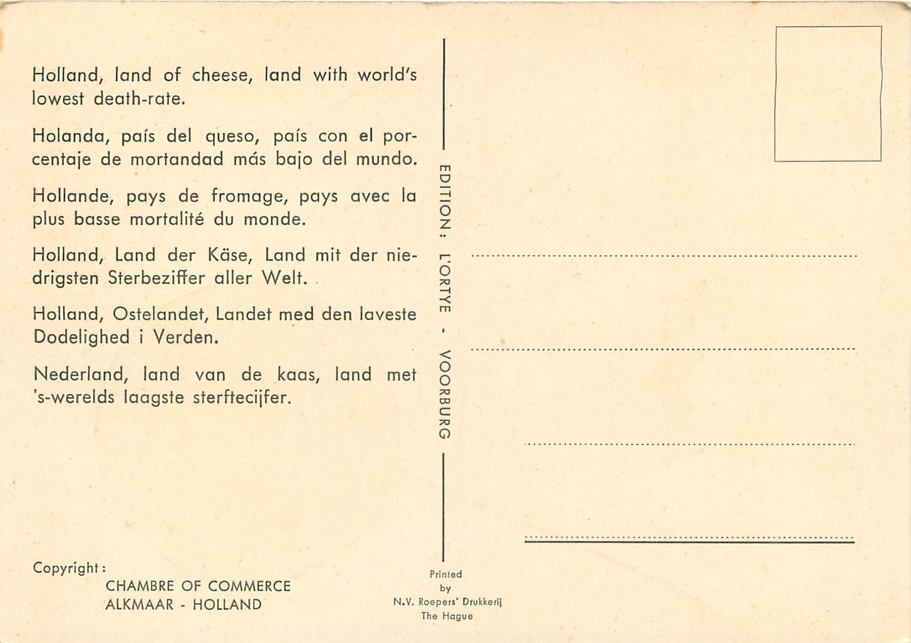 CPM Holland land of cheese — Rückseite