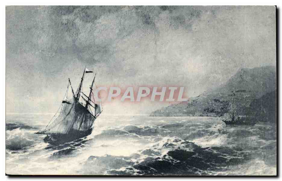 Navire en mer agitée — paysage maritime — éditeur E.G.S.I.S. n°34