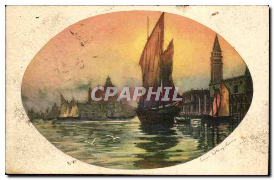 FAntaisie CPA Bateau Boat ship Voilier Venise