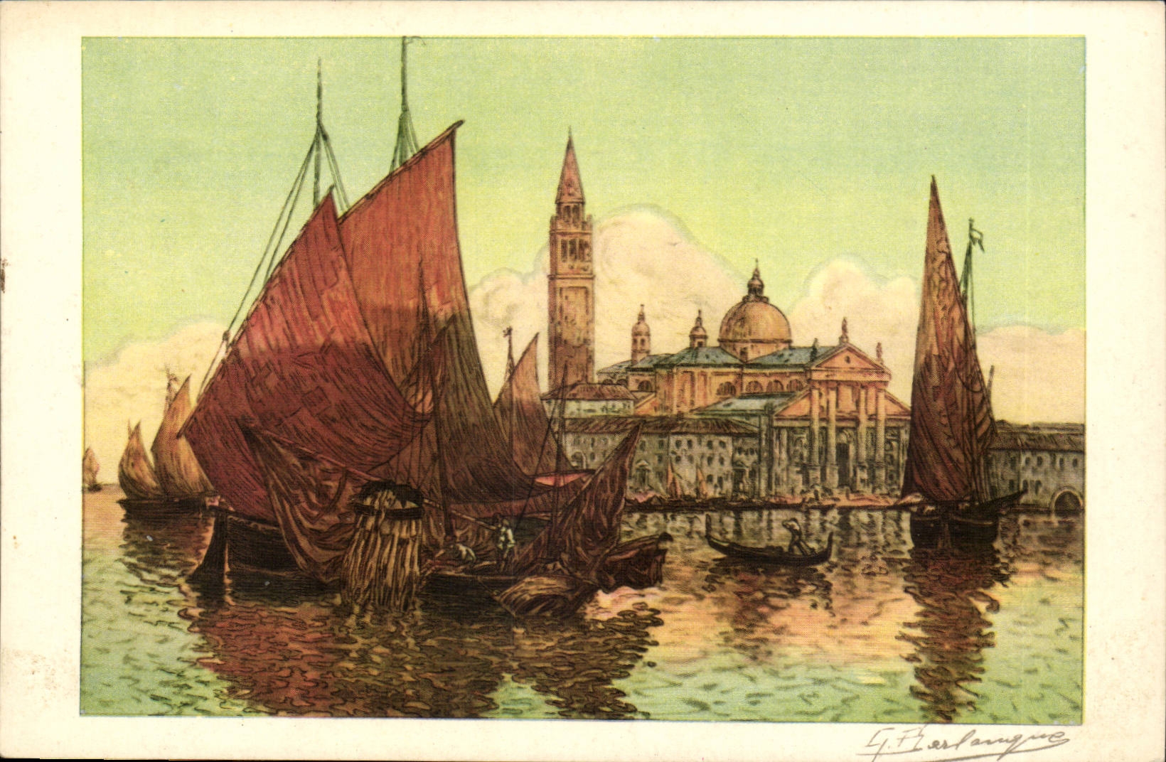 FAntaisie CPA Bateau Boat ship Voilier Venise