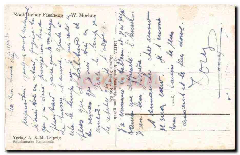 Nächtlicher Fischzug — W. Merker — Verlag A. S.-M. Leipzig — Rückseite