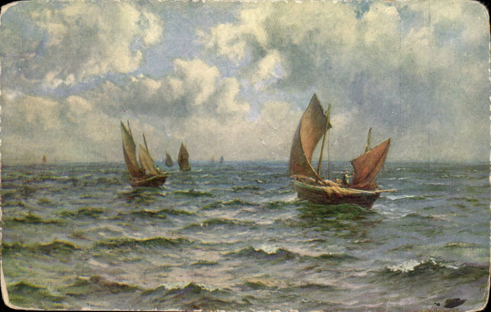 Bateaux à voile sur la mer — peinture — M.A.C.A. n°120