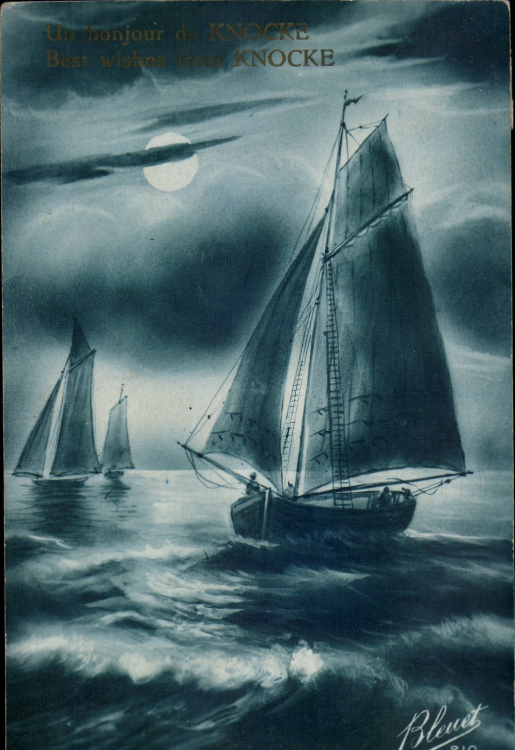 Scène maritime nocturne — Knocke — éditeur Bleuet, n°810