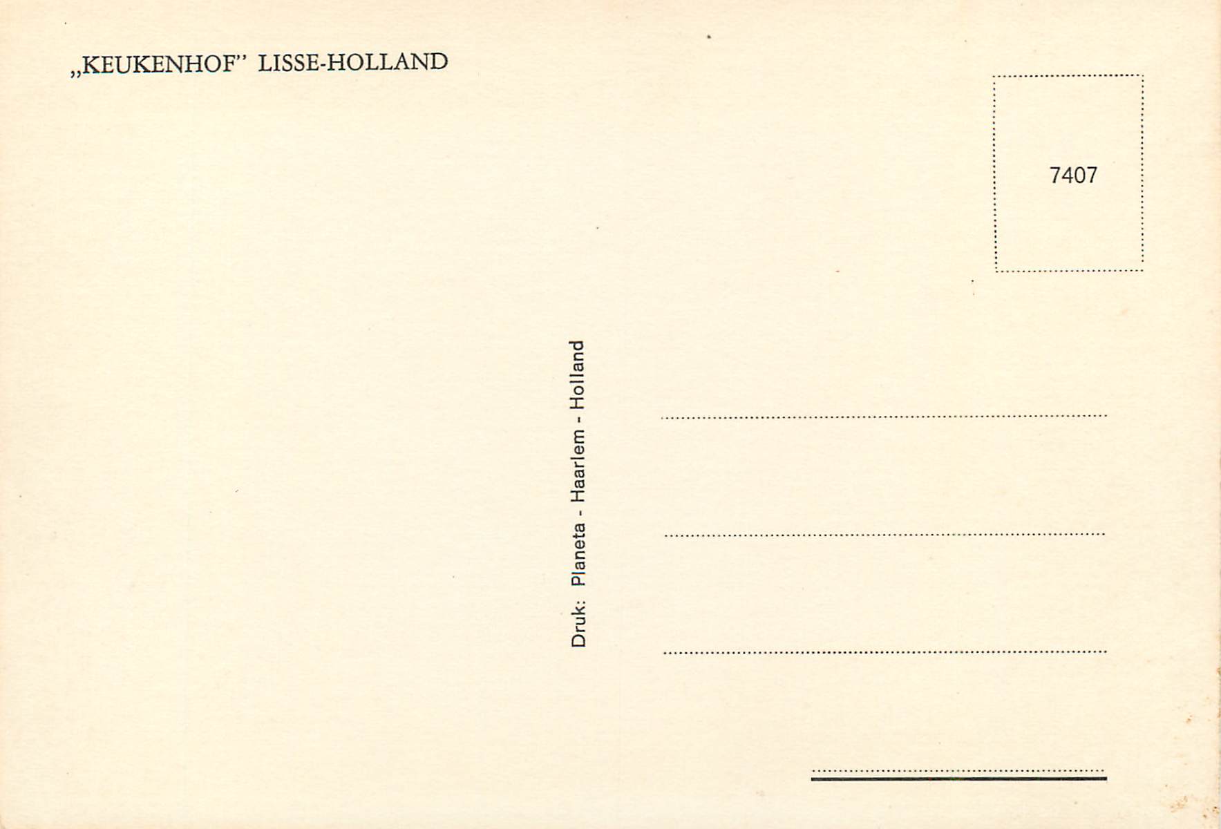 CPM Keukenhof Lisse Holland — Rückseite