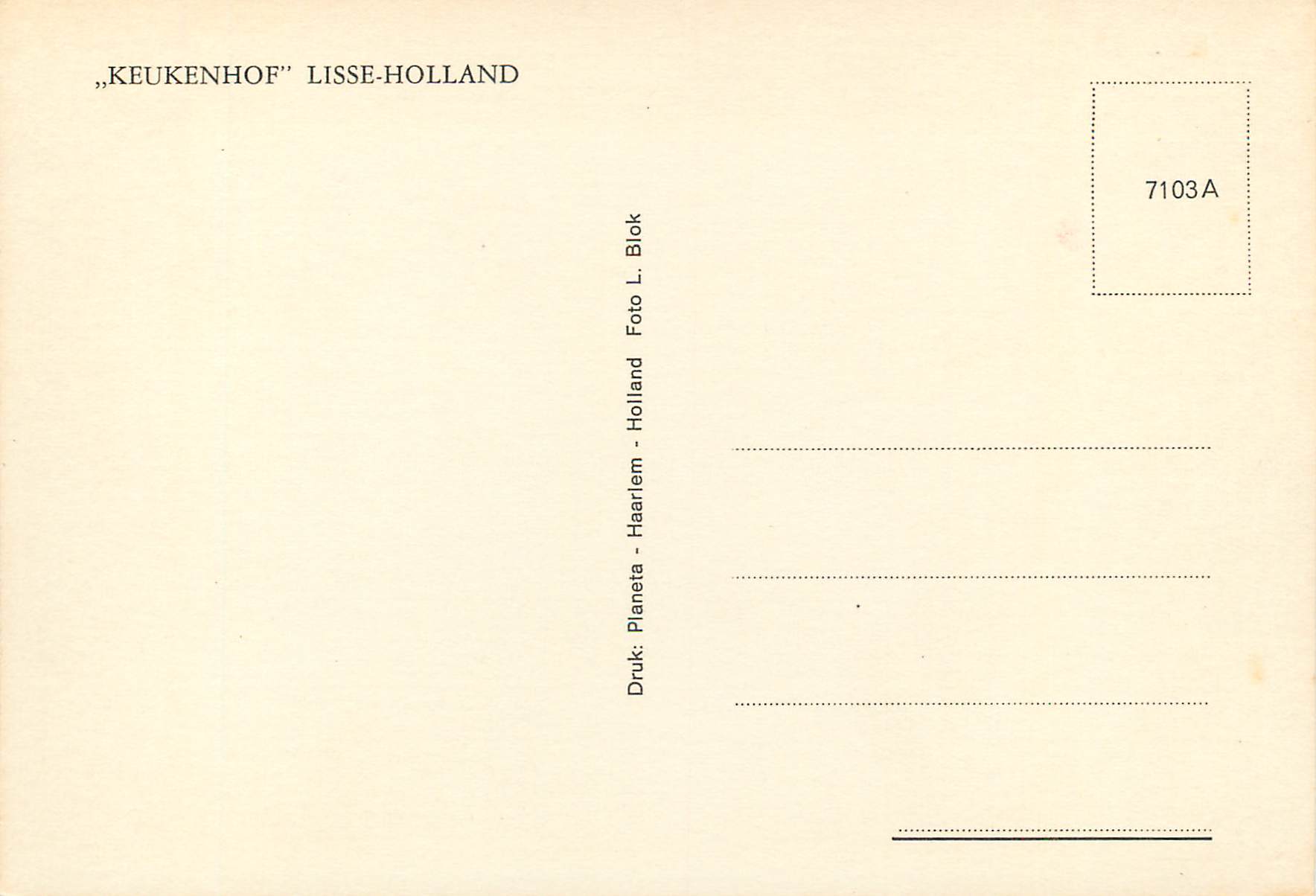 CPM Keukenhof Lisse Holland — Rückseite