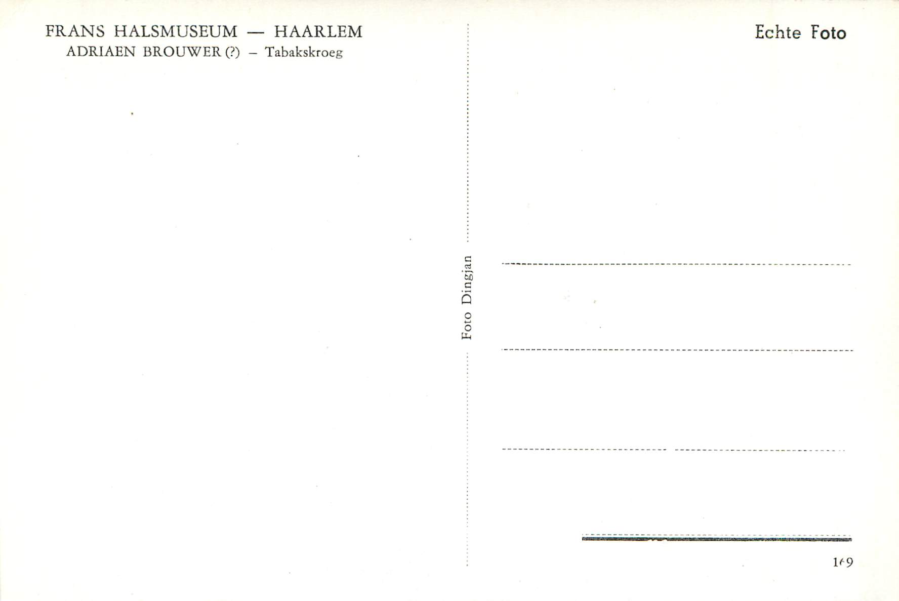 CPA Frans Halsmuseum Haarlem Adrien Brouwer Tabakskroeg — Rückseite