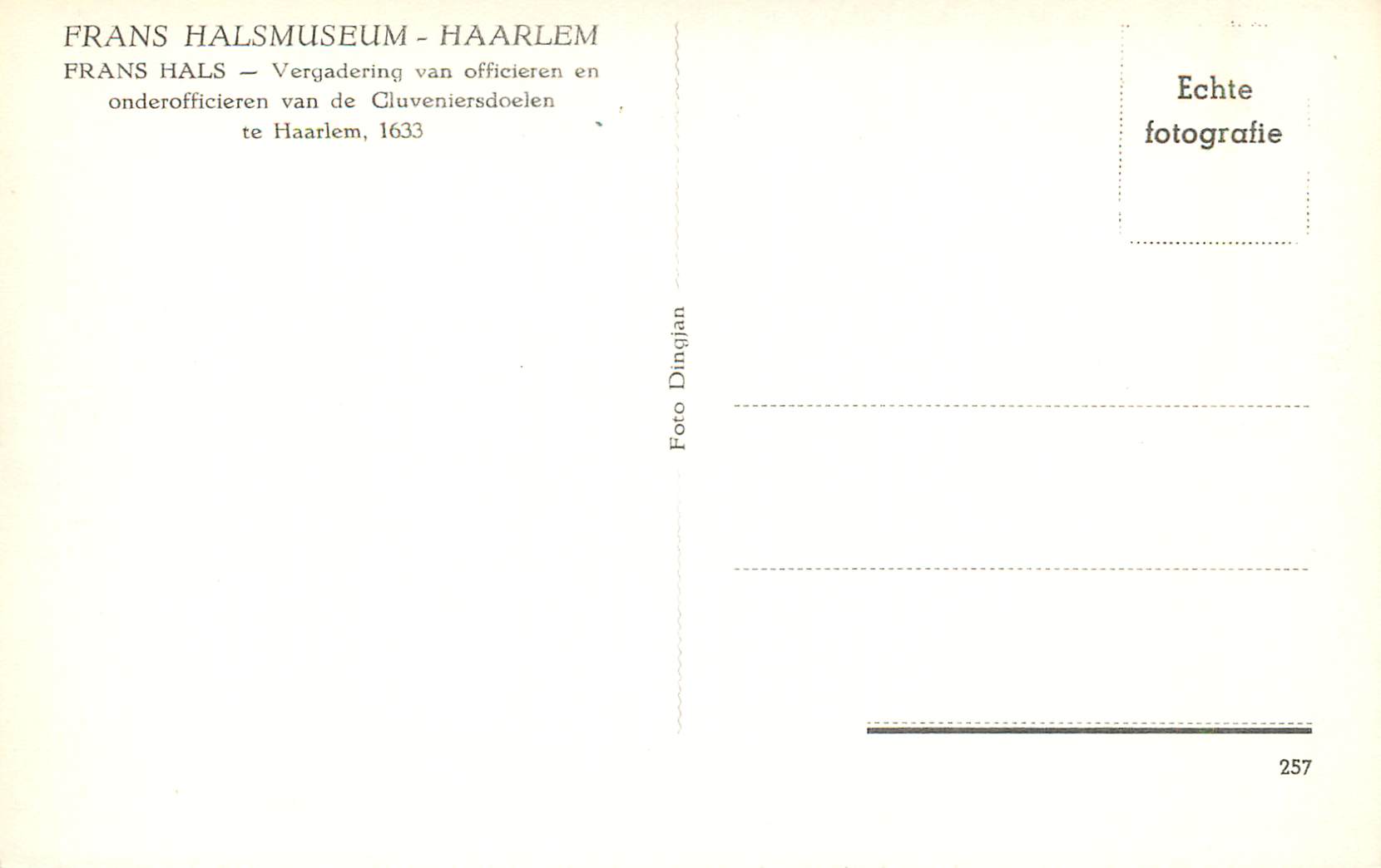 CPA Frans Halsmuseum Haarlem Frans Hal Vergadering van officieren en onderofficieren can de Cluveniersdoelen te Haarlem — Verso