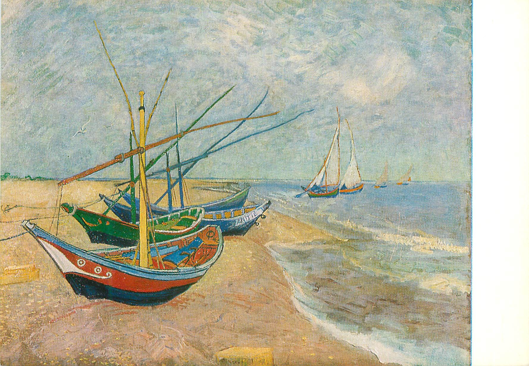 CPA Vincent Van Gogh barques sur la plage