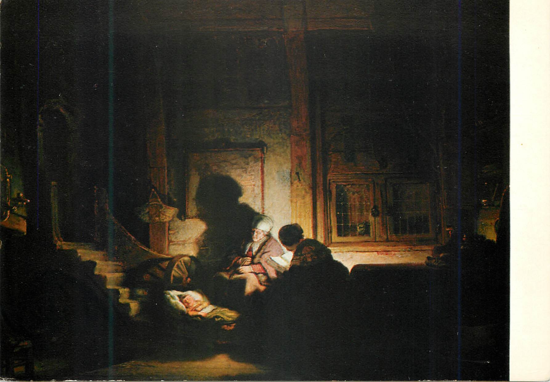 CPA Rijksmuseum Amsterdam Rembrandt Harmensz Van Rijn La Sainte Familie au soir